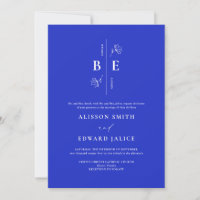 Moderne Monogram Wappen Horizon Blue Wedding