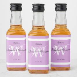 Moderne Monogram Wedding Elegant Chic Mauve Mini Alkoholflaschenetikett
