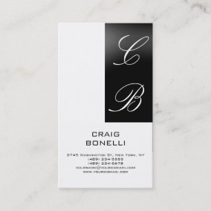 Moderne Monogram White Black Schlicht Business Car Visitenkarte