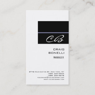 Moderne Monogram White Black Schlicht Business Car Visitenkarte