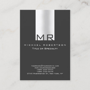 Moderne Monogram White Gray Clean Business Card Visitenkarte