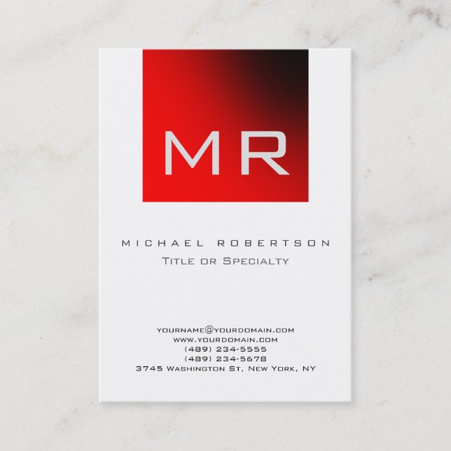 Moderne Monogram White Strip Business Card Visitenkarte (Vorderseite)