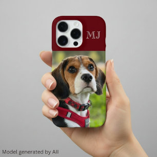 Moderne Monogramm 1 Foto Burgunderrot iPhone 16 Pro Hülle