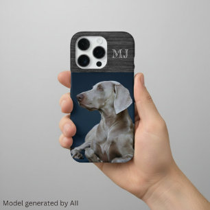 Moderne Monogramm 1 Foto Gebürstetes Metall Grau iPhone 16 Pro Hülle