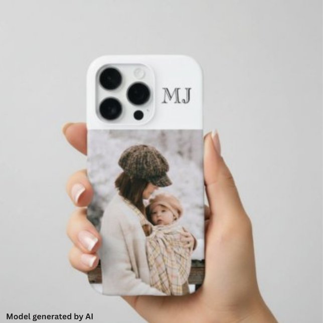 Moderne Monogramm 1 Foto Weiß iPhone 16 Pro Hülle (Von Creator hochgeladen)
