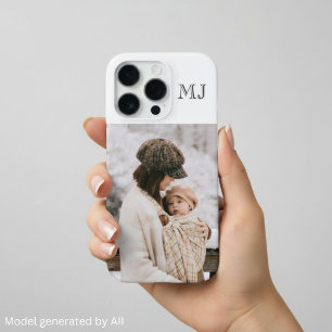Moderne Monogramm 1 Foto Weiß iPhone 16 Pro Hülle