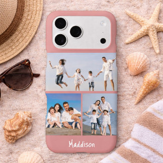 Moderne Monogramm 3 Foto Collage Dusty Rose