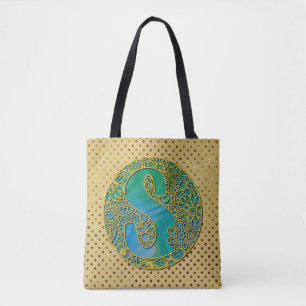 Moderne Monogramm Anfangs Gold Buchstabe und Türki Tasche