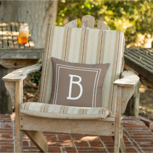 Moderne Monogramm Anfangsbuchstabe Braun & Weiß Kissen