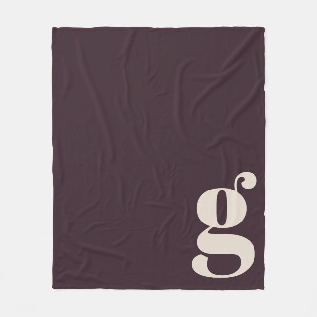 Moderne Monogramm Anfangsbuchstabe Dunkles Lila Pf Fleecedecke (Vorderseite)