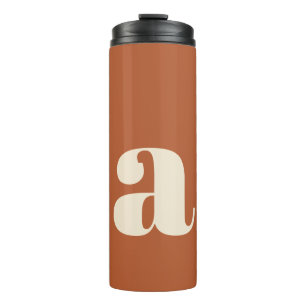 Moderne Monogramm-Anfangsbuchstabe in Rost und Cre Thermosbecher