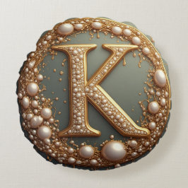 Moderne Monogramm Anfangsbuchstabe K Rundes Kissen