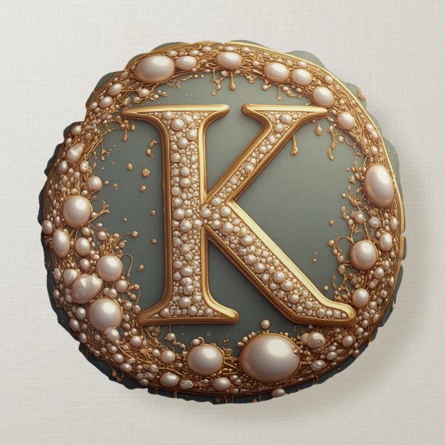 Moderne Monogramm Anfangsbuchstabe K Rundes Kissen (Vorderseite)