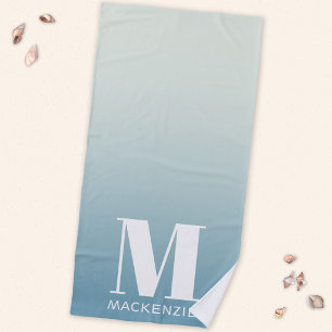 Moderne Monogramm Anfangsbuchstabe Name Teal Aqua Strandtuch