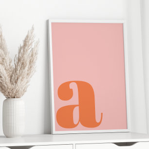 Moderne Monogramm Anfangsbuchstabe Pastell Pink Or Poster