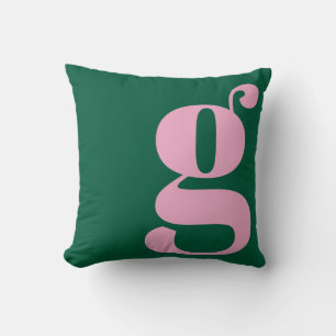Moderne Monogramm-Anfangsbuchstabe Preppy Pink Grü Kissen