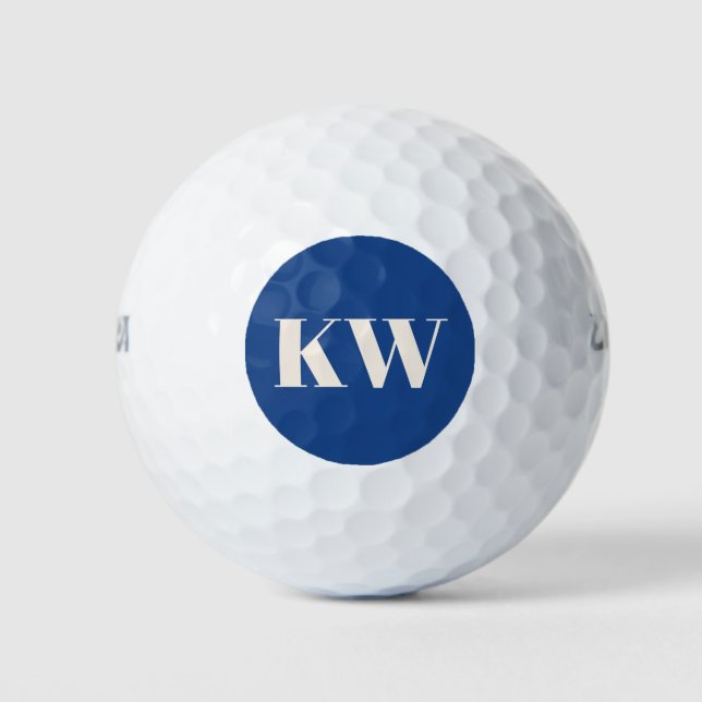 Moderne Monogramm-Anfangsbuchstaben in Kobaltblau  Golfball (Vorderseite)