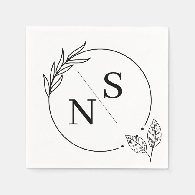 Moderne Monogramm-Anfangsbuchstaben-Papier-Serviet Serviette (Vorderseite)