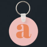 Moderne Monogramm Anfangsbuchstaben Pastellfarben  Schlüsselanhänger<br><div class="desc">Niedlicher Schlüsselanhänger mit modernem Monogramm in Pastellrosa und Orange.</div>