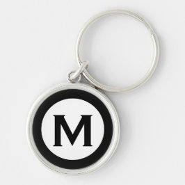 Moderne Monogramm-Anfangsbuchstaben Schwarz-weiß Schlüsselanhänger
