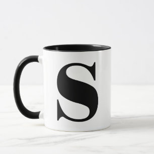 Moderne Monogramm-Anfangsbuchstaben sind schwarz u Tasse
