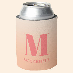 Moderne Monogramm Anfangsname Peach Gradient Dosenkühler