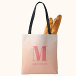 Moderne Monogramm Anfangsname Peach Gradient Tasche<br><div class="desc">Moderne Typografie minimalistisch monogramm Initialname Design,  die auf einen pfirsichfarbenen Hintergrund angepasst werden können.</div>