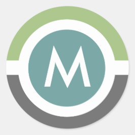 Moderne Monogramm-Aufkleber - grau/grün Runder Aufkleber