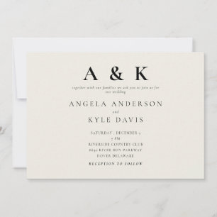 Moderne Monogramm Beige Ohne Eltern Horizontale Ho Einladung