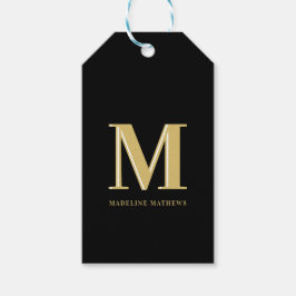 Moderne Monogramm Bezeichnung Typografie Gold schw Geschenkanhänger