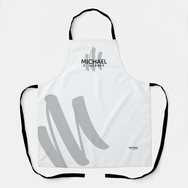 moderne Monogramm-Bezeichnung weiß Schürze (Vorderseite)