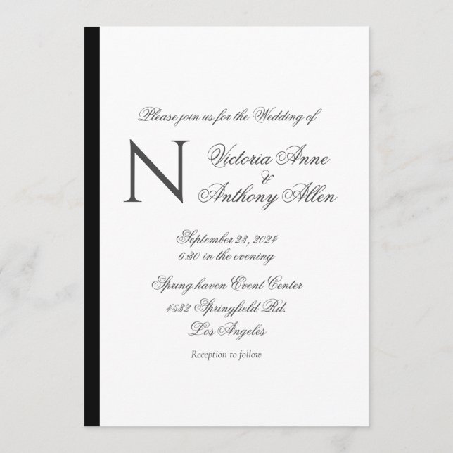 Moderne Monogramm einfache Hochzeit Einladung (Vorderseite)