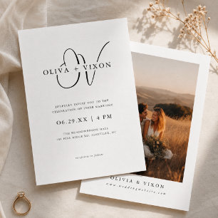 Moderne Monogramm-Elegante Foto-Hochzeits-Einladun Einladung