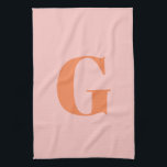 Moderne Monogramm Erstpastel Rosa und Orange  Geschirrtuch<br><div class="desc">Niedliches modernes Monogramm mit dem Buchstaben Ihrer Wahl,  in Pastellrosa und Orange.</div>