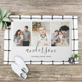 Moderne Monogramm-Familie 3 FotoCollage Fußmatte