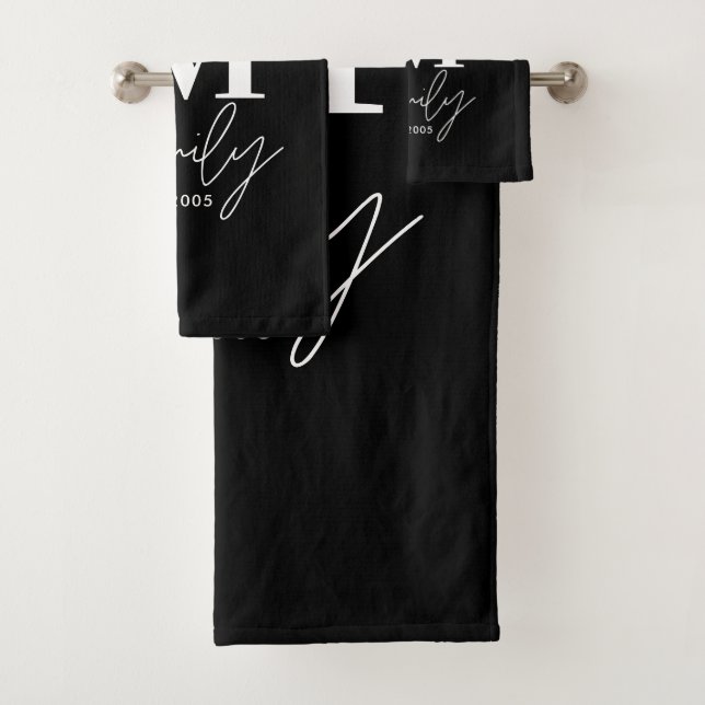 Moderne Monogramm-Familie mariniert stilvoll monoc Badhandtuch Set (Insitu)