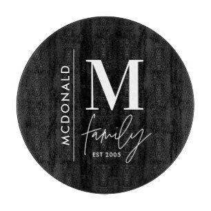 Moderne Monogramm-Familie mariniert stilvoll monoc Schneidebrett
