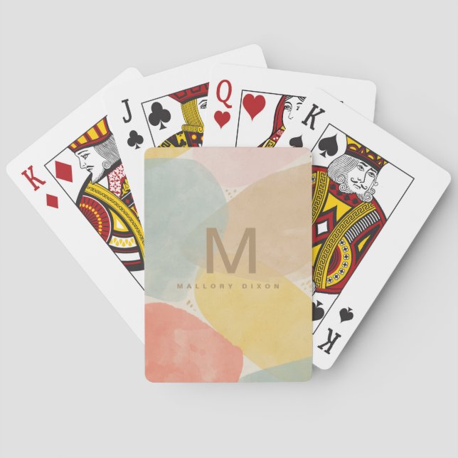 Moderne Monogramm Farbige Abstrakt  Spielkarten (Rückseite)