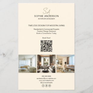 Moderne Monogramm-Foto-Creme Professional Business Flyer