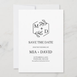 Moderne Monogramm-Foto-Hochzeitseinladung zum Vorm Save The Date