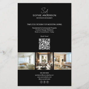 Moderne Monogramm-Foto-Schwarz Professionelle Gesc Flyer