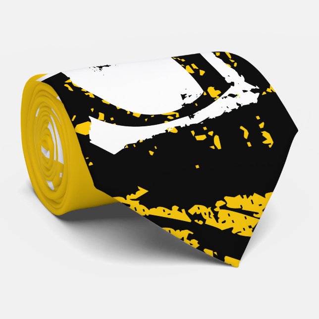 Moderne monogramm-gelbe Krawatte (Gerollt)
