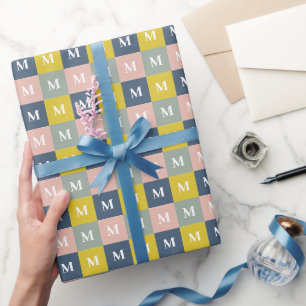 Moderne Monogramm-Geometrie-Farbbblock Geschenkpapier