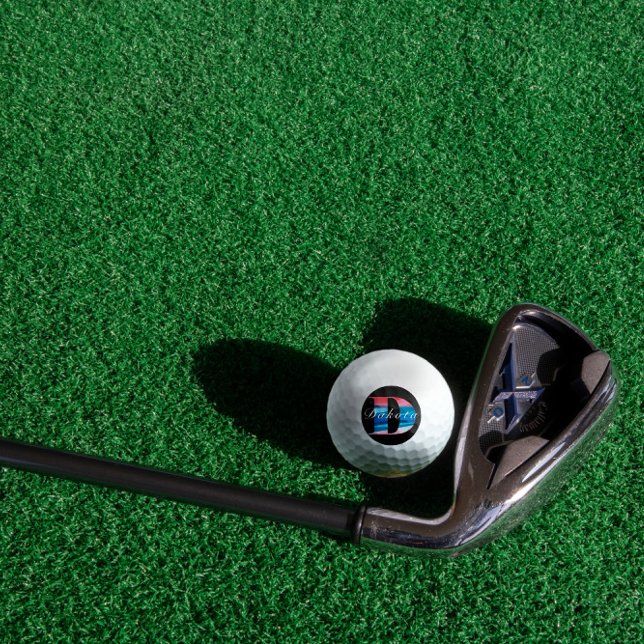 Moderne monogramm geometrische erste D Korallen bl Golfball (Von Creator hochgeladen)