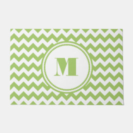 Moderne monogramm-grüne Streifen Fußmatte