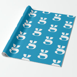 Moderne monogramm hellblaue Farbe Erstaufnahme Geschenkpapier