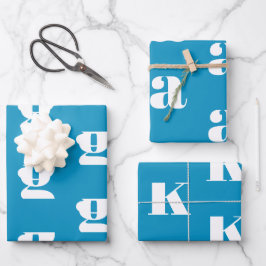 Moderne monogramm hellblaue Farbe Erstaufnahme Geschenkpapier Set