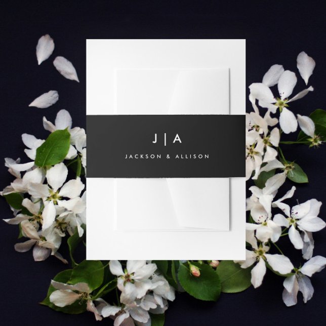 Moderne Monogramm-Hochzeit Einladungsbanderole (Simple elegant modern wedding monogram invitation belly band.
)