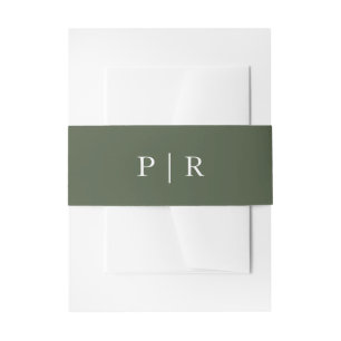 Moderne Monogramm-Hochzeit Eleganter Waldgrün Einladungsbanderole