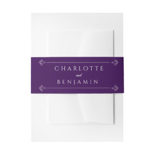 Moderne Monogramm-Hochzeitseinladung Dark Plum Bel Einladungsbanderole